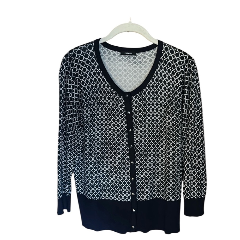 Premise black / white  Patterned cardigan Sweater